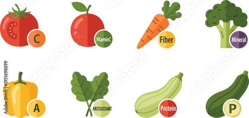 Nutrition Vector Illustration Showing Fruits Vegetables and Health Benefits