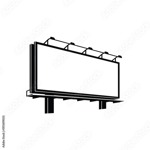 Black and white billboard structure with blank advertising space