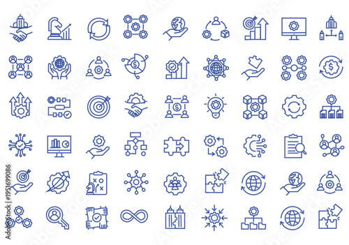 Business Integration icon set. Editable line icons. Vector illustration.