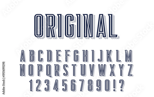 Original 3D Alphabet Font - Vintage Dimensional Typeface with Numbers and Letters Vector Set