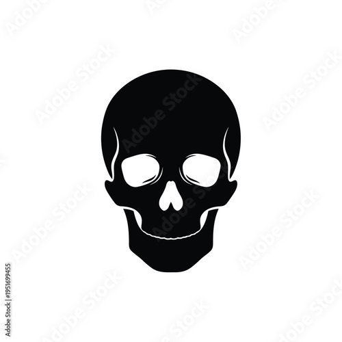 Black skull silhouette white bone