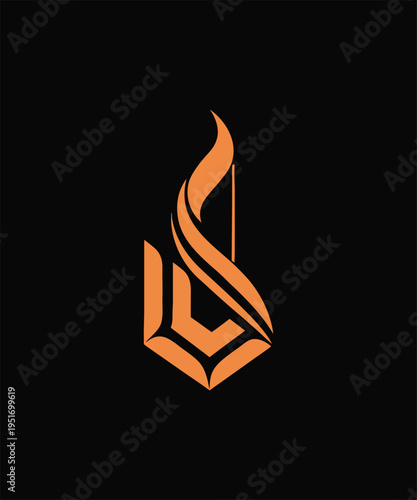 Orange Geometric Flame Logo Design on Black Background Professional Abstract Branding.