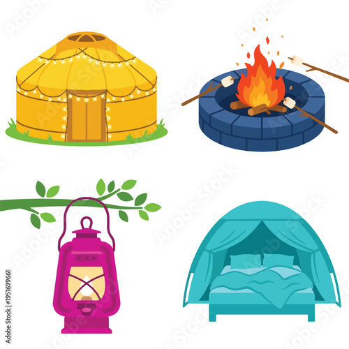 Luxury Glamping Tent Yurt and Outdoor Camping Retreat Set