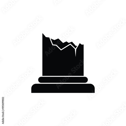 Black silhouette of a broken trophy damage