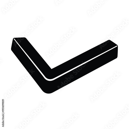 Black 3 d angled corner bracket on white background