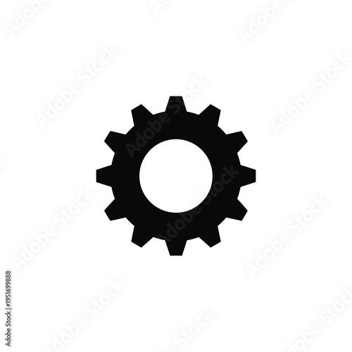 Black gear on white background simple