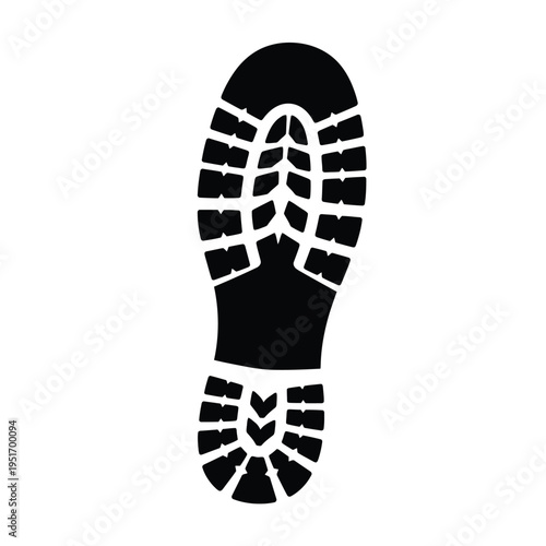 Black and white shoe sole print pattern on transparent background
