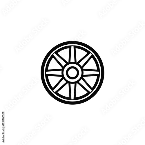 Black and white wagon wheel circle
