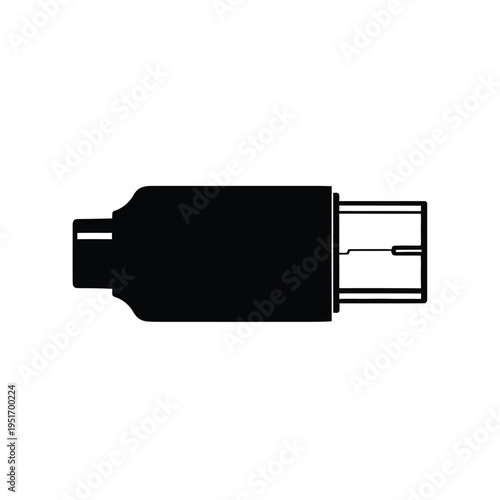 Black and white silhouette of a u s b flash drive