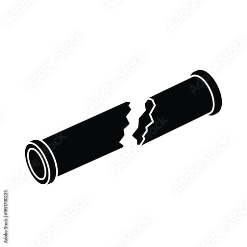 Broken black cylindrical with rough edges cylinder