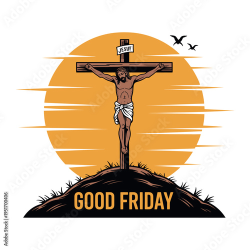 A symbolic illustration of Jesus on the cross on Good Friday