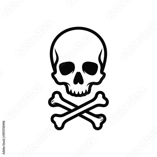 Black and white skull with crossed bones crossbones