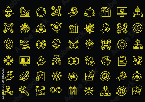 Business Integration icon set. Editable line icons. Vector illustration.