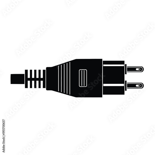 Black silhouette of an electrical power plug with two prongs