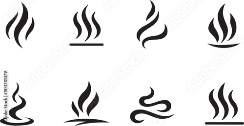 steam heat vapor lines icon collection design set, abstract hot smoke symbol minimal graphic pack, vapor steam symbol icons simple set