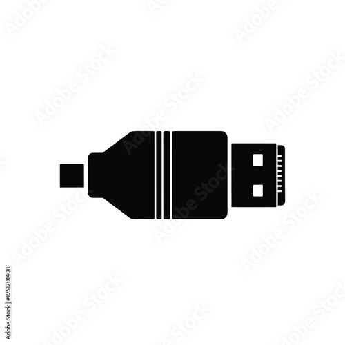 Black u s b cable connector on white background