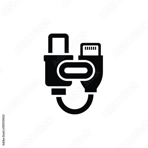 Black of u s b cable with three connectors micro u s b lightning type c