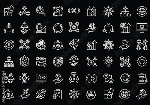 Business Integration icon set. Editable line icons. Vector illustration.