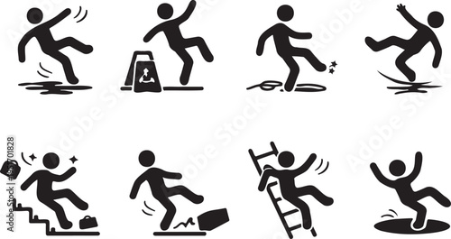 running people stick figure sport icon set pack, athlete motion activity human symbol collection, fitness running icons simple graphic set