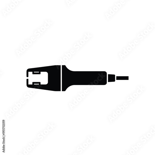 Black and white electrical plug with a grounded prong connector