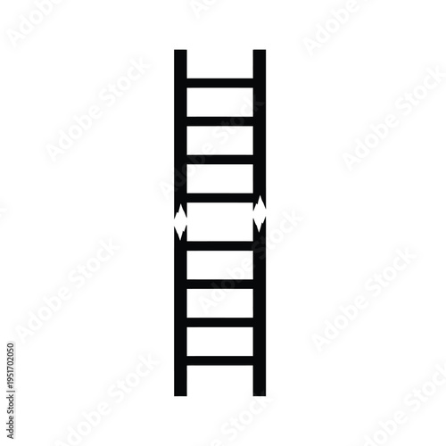 Black minimalist ladder silhouette with broken rungs