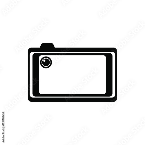 Black and white of a digital camera with a blank screen