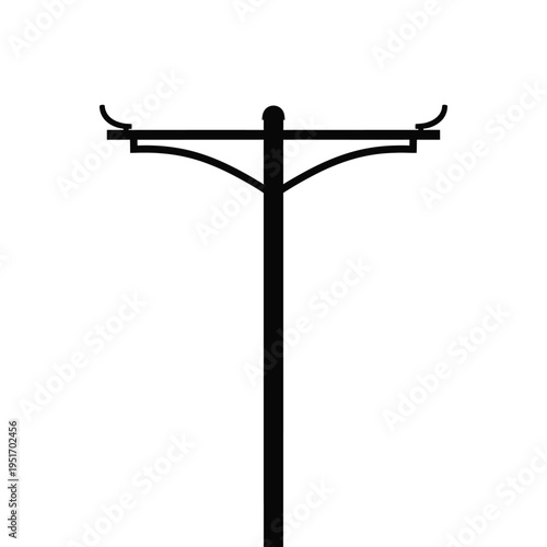 Black metal double street light pole with armature
