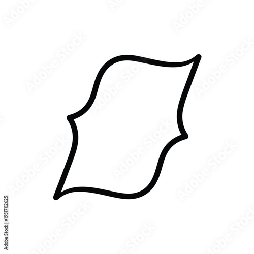 Black outlined leaf shape on white background