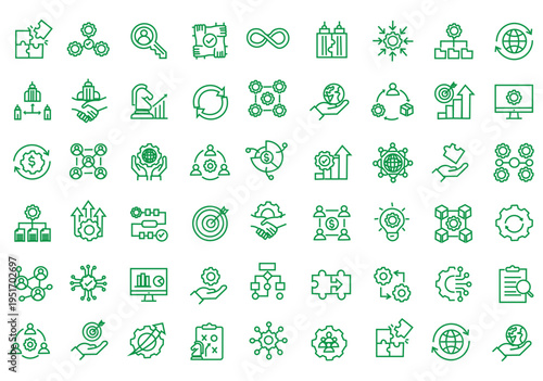 Business Integration icon set. Editable line icons. Vector illustration.