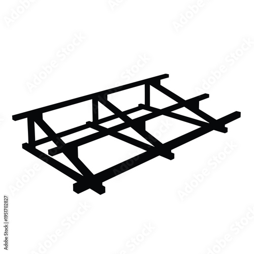 Canvas Print Black metal framework structure with intersecting beams