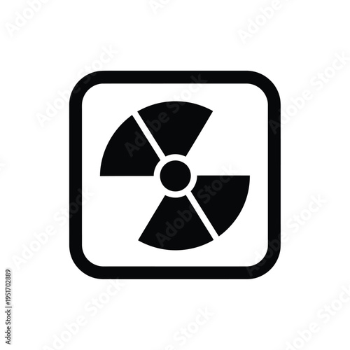 Black and white square frame with radioactive symbol