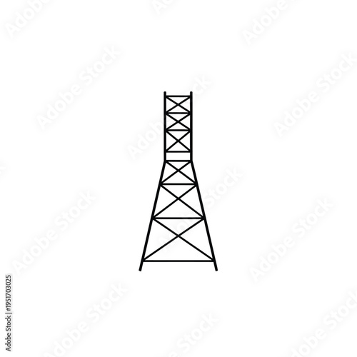 Black and white line tower isolated on white background