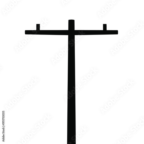 Black silhouette of a utility pole with crossbars