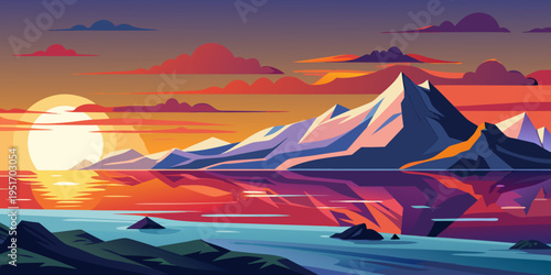 Icelandic sea during sunset