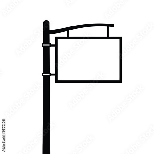 Black and white street sign silhouette on a pole