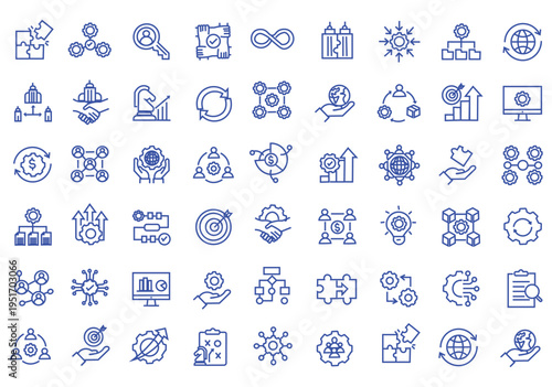 Business Integration icon set. Editable line icons. Vector illustration.