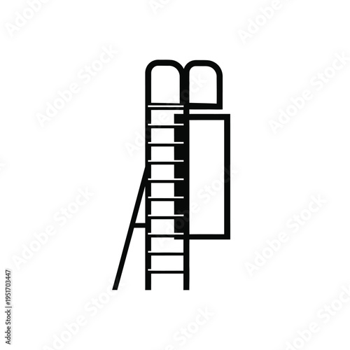 Black and white bunk bed with ladder and built-in window