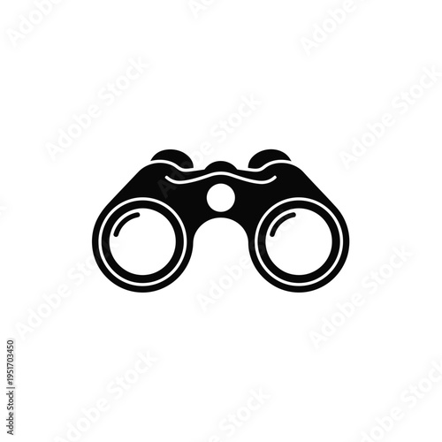 Black and white binoculars on transparent background