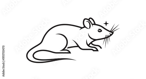 A cute cartoon mouse with sparkles and whiskers on a white background looking happy
