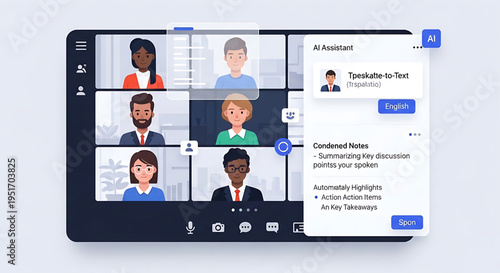 AI-powered virtual meeting assistant enhancing productivity and efficient collaboration with real-time transcription and intelligent summary notes for business communication