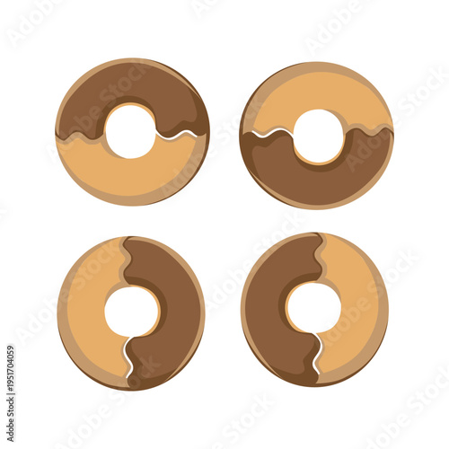 Collection of sweet donuts with chocolate glaze