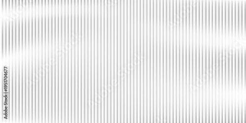 Transparent corrugated plastic ribbed glass background with abstract line patterns. 3D gradient light effects for retail windows or architectural panels. Vintage chrome reflections or polycarbonate.