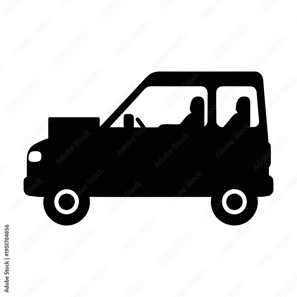 Naklejka premium Minimalist car silhouette with open hood representing engine trouble and automotive maintenance for service icons
