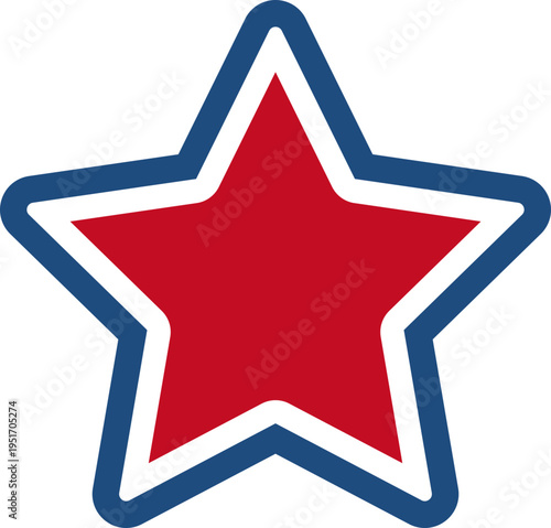 American patriotic star vector illustration for Fourth of July celebration design.
USA Independence Day star icon in red white and blue vector illustration.
Transparent background. SVG.