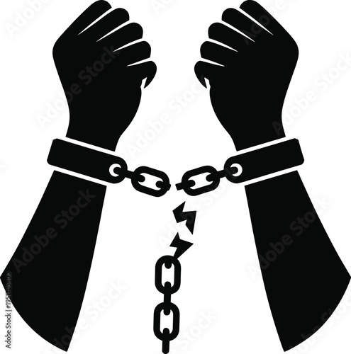 Breaking free from constraints with powerful fists shattering chains