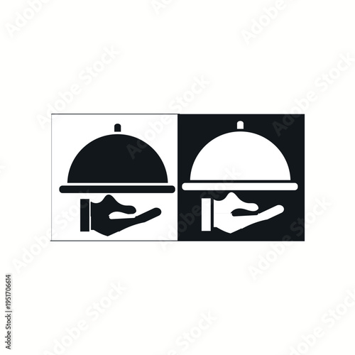 Hand holding tray icons vector set Vector