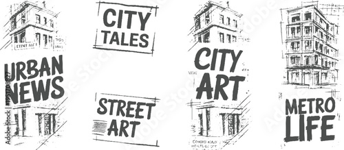 Urban city with bold text urban news city tales street city metro life building architecture
