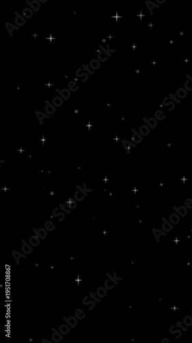 White blinking stars moving on dark background showing dreamy night sky vertical animation