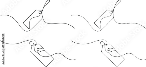 Illustrations of different ways to tie knots with tags attached to strings Vector
