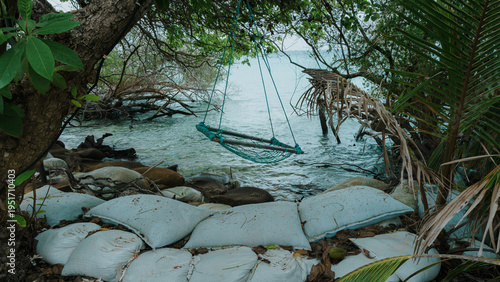 Beach flooded due to rising sea levels